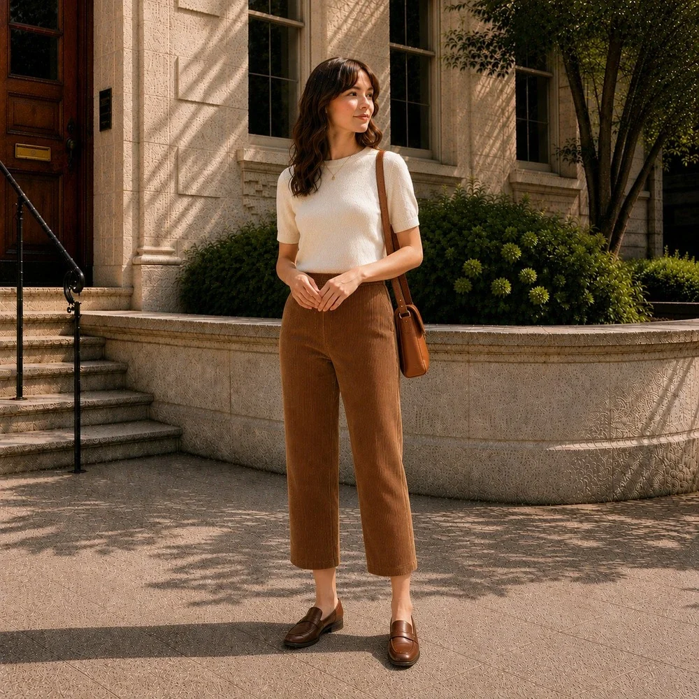 Piazza Sempione Camel Corduroy Ankle Pants IT 42 US 6 Made in Italy